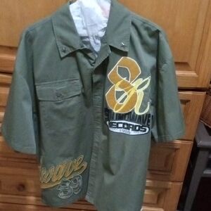 Men's Casual Olive and Mustard Button Down Shirt